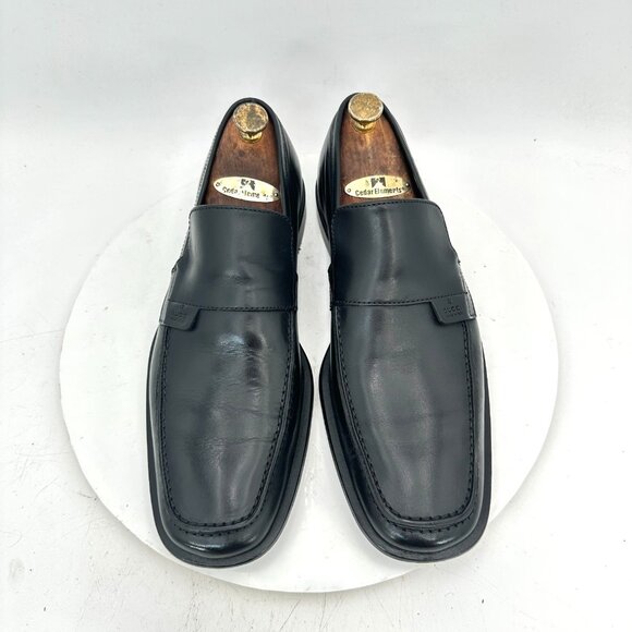 Gucci Men EU 41.5 E US 9.5 Black Leather Slip On Penny Loafer Dress Shoes - Picture 1 of 12